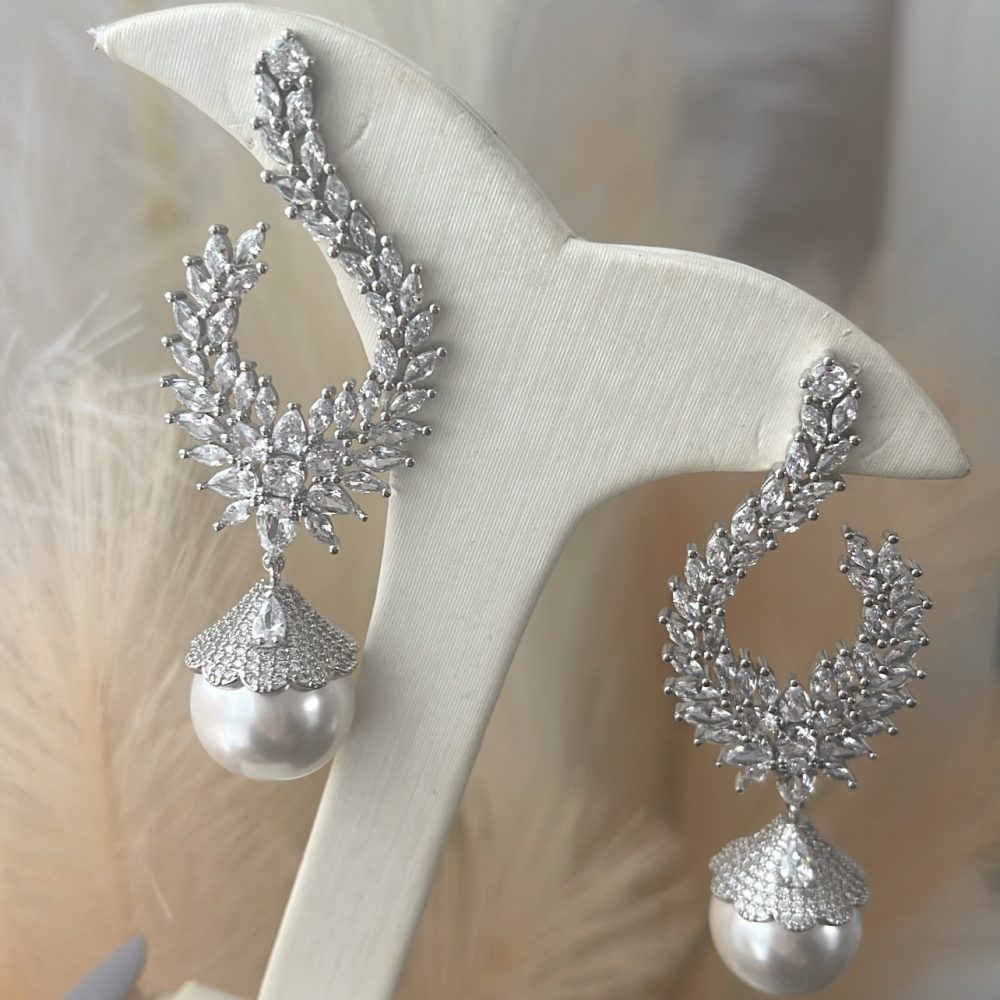 “Maddalena” εντυπωσιακά σκουλαρίκια με πέρλα & γνήσια ζιργκόν 5Α!