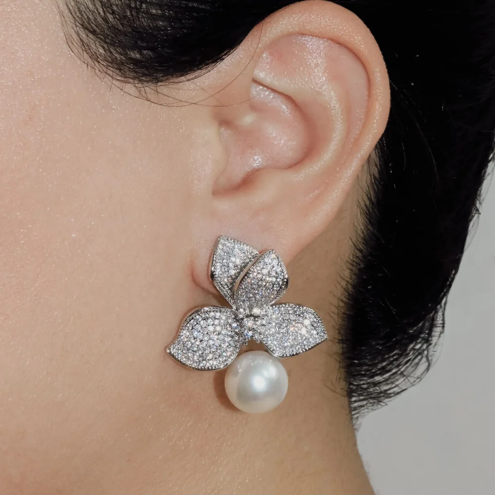 “ZINNIA” εντυπωσιακά σκουλαρίκια με πέρλα & ζιργκον!