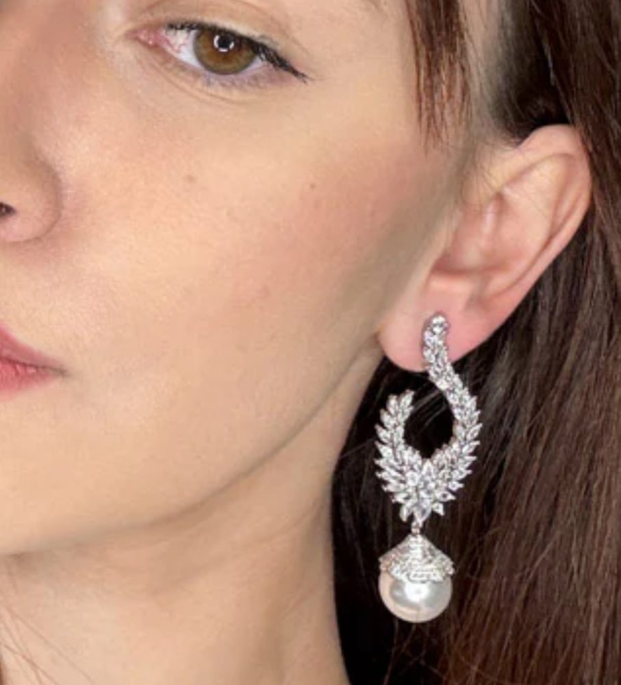 “Maddalena” εντυπωσιακά σκουλαρίκια με πέρλα & γνήσια ζιργκόν 5Α! - Image 3