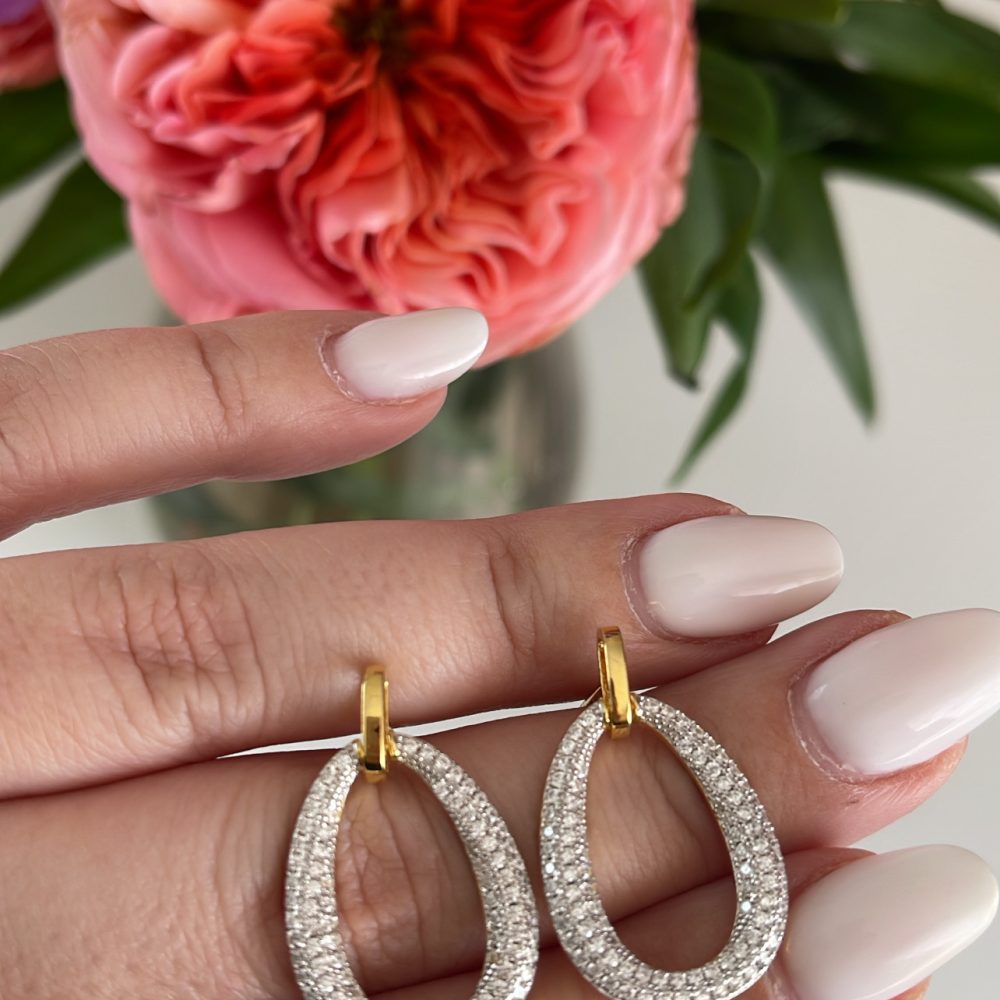 «Or Ovale» δίχρωμα εντυπωσιακά σκουλαρίκια, για διαχρονική κομψότητα! Ασήμι •925 με ζιργκόν! - Image 4