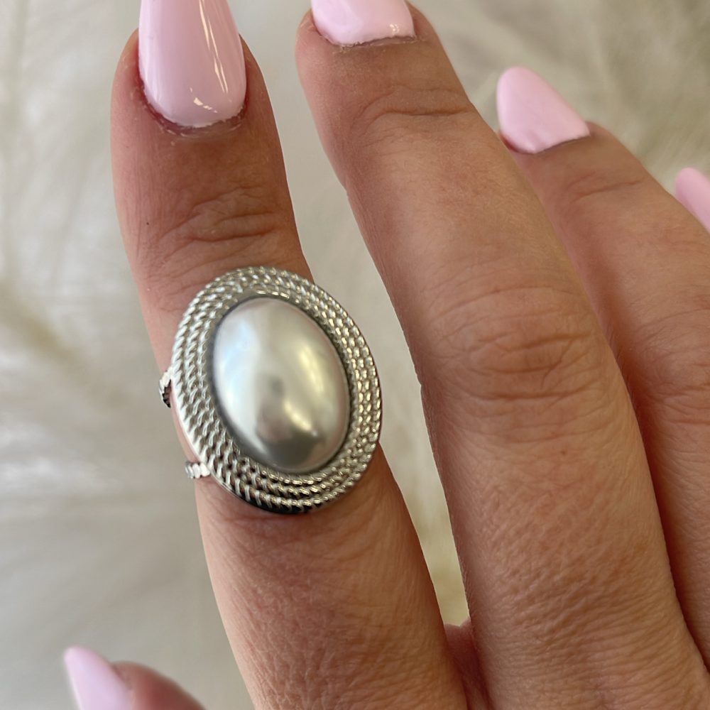 Δαχτυλίδι με βάση ατσάλι & κεντρική πέρλα! - Image 2