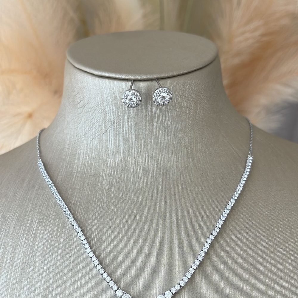 “Grateful” διαχρονικό σετ με υπέροχο κολιέ ριβιέρα & σκουλαρίκια! Από λαμπερό ασήμι 925• και ζιργκον! - Image 2