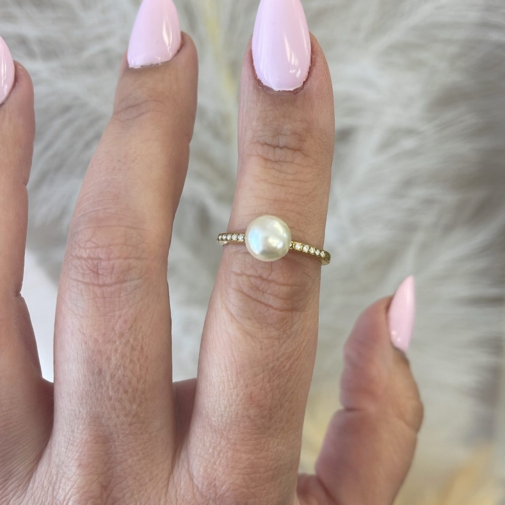 Πανέμορφο δαχτυλίδι με βάση ζιργκόν & κεντρική πέρλα! - Image 2