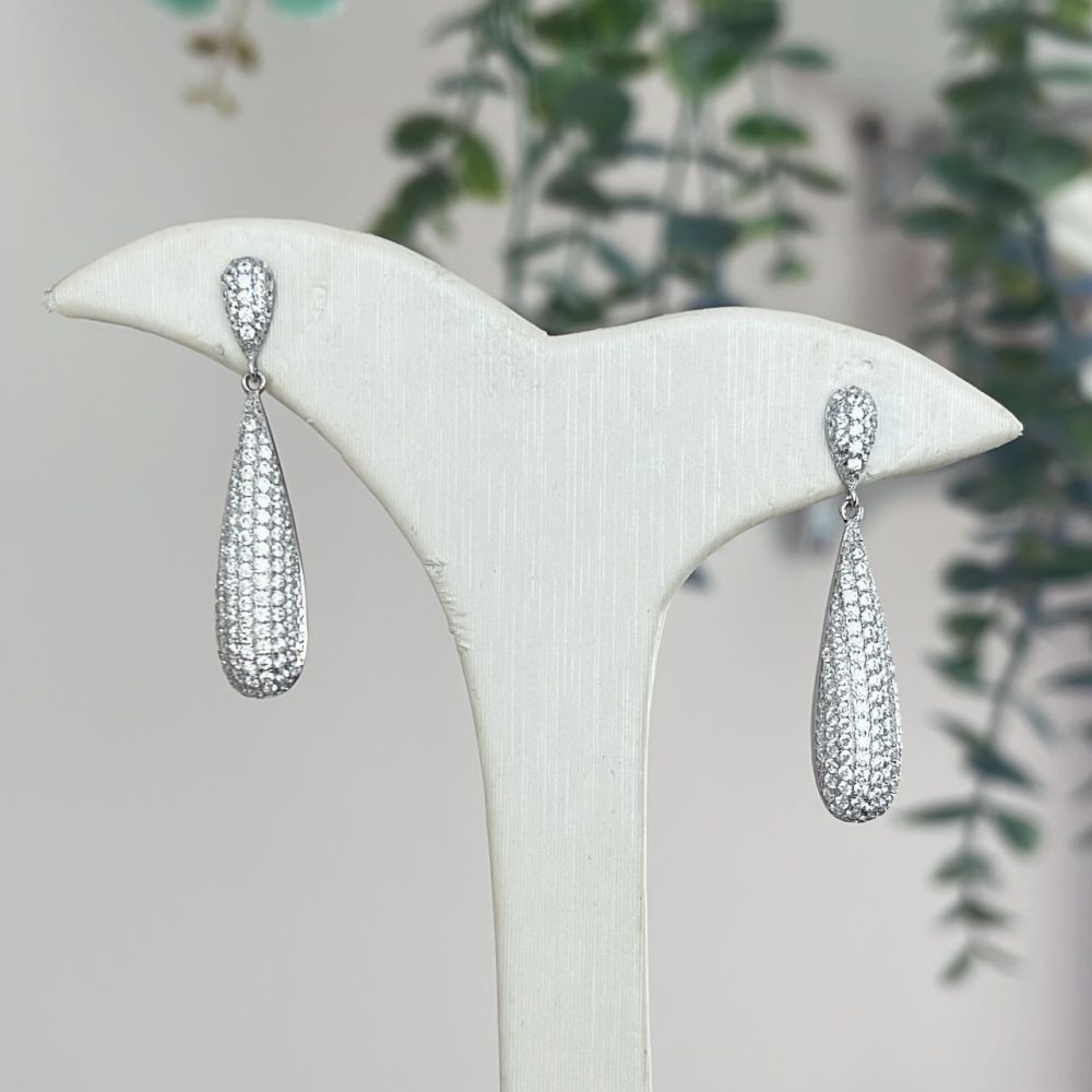 “Tzoanna” κρεμαστά σκουλαρίκια μοναδικού σχεδιασμού! Από επιπλατινομένο ασήμι & γνήσια ζιργκον! - Image 2