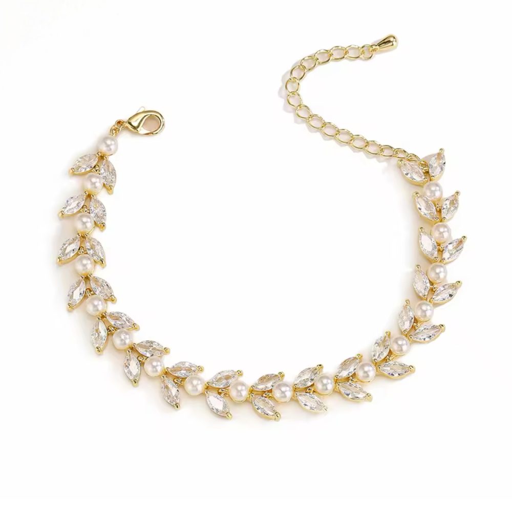 «Liebe» χρυσό βραχιόλι που συνδυάζει ζιργκόν & πέρλες! - Image 1