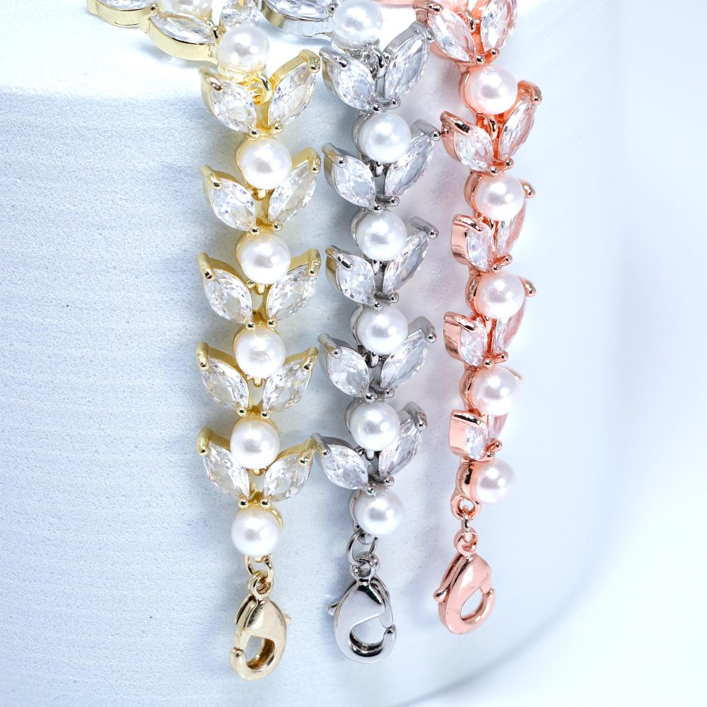 «Liebe» ροζ χρυσό βραχιόλι που συνδυάζει ζιργκόν & πέρλες! - Image 3