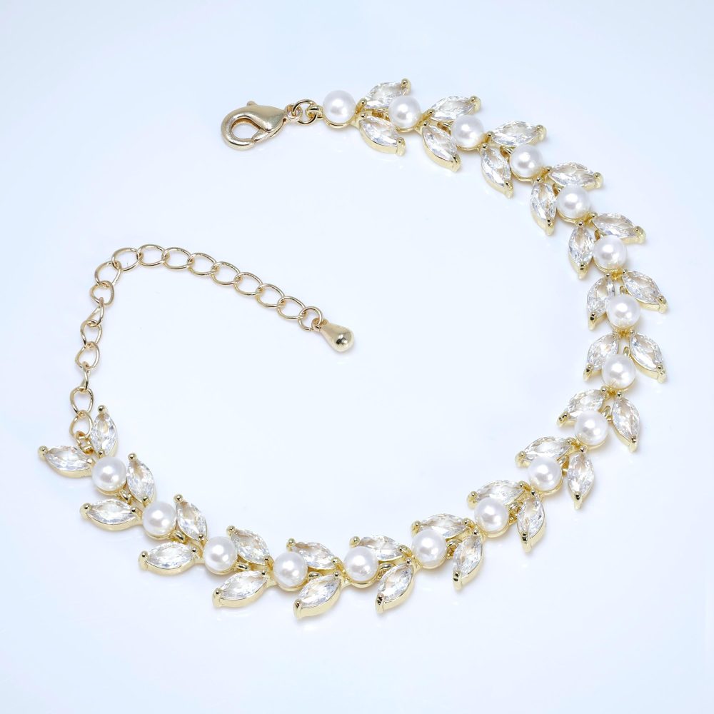 «Liebe» χρυσό βραχιόλι που συνδυάζει ζιργκόν & πέρλες! - Image 2