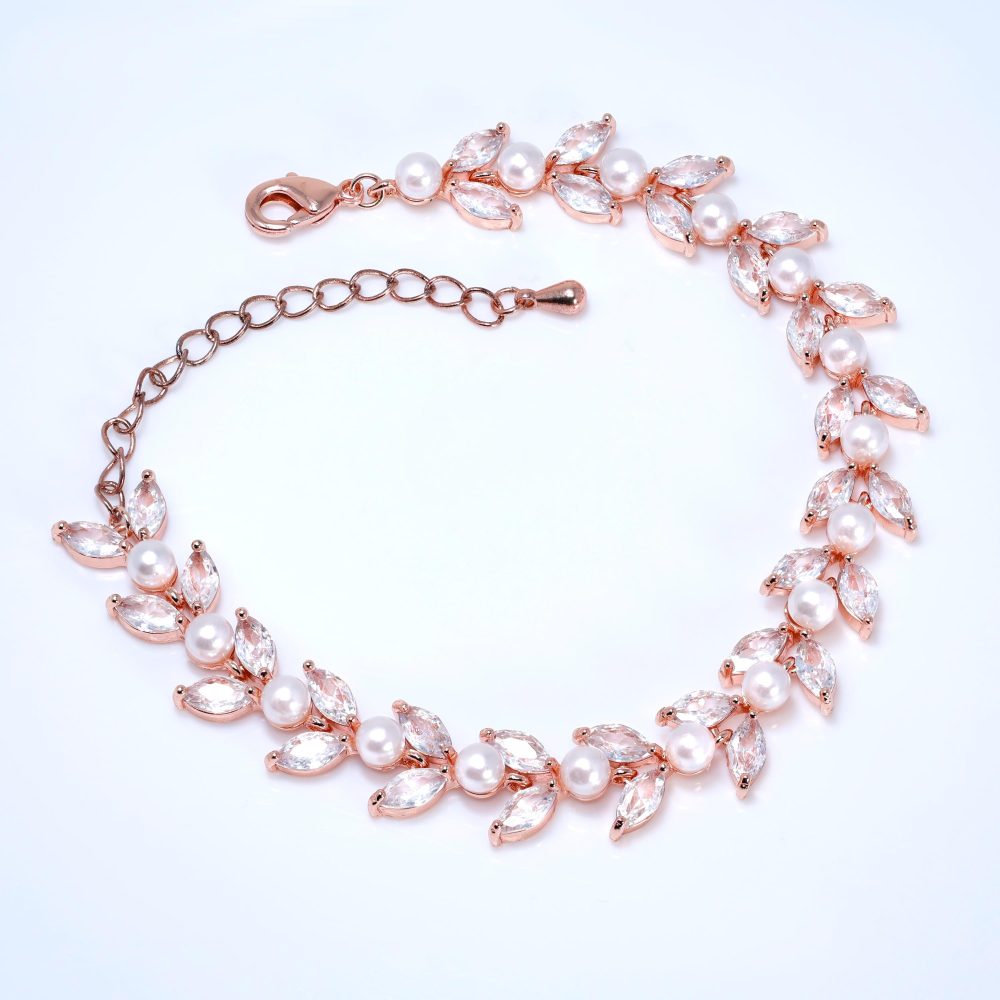 «Liebe» ροζ χρυσό βραχιόλι που συνδυάζει ζιργκόν & πέρλες! - Image 2