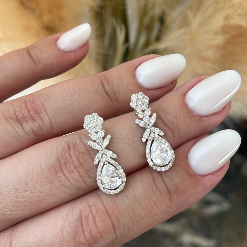 “Essex” νυφικά σκουλαρίκια απο επιπλατινομένο ασήμι & ζιργκόν!