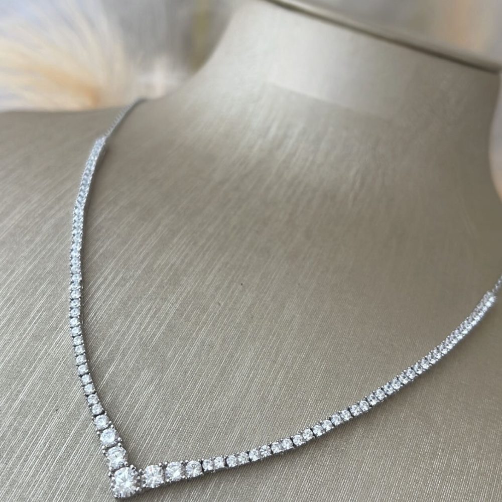 “Vinceza” κολιέ διαχρονικής αισθητικής , από επιπλατινομένο ασήμι 925• και ζιργκόν! - Image 1