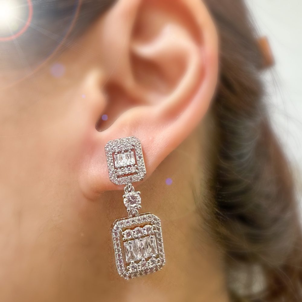 «Kenzie» σκουλαρίκια μεσαίου μεγέθους, επιπλατινωμένα με γνήσια ζιργκόν! - Image 7