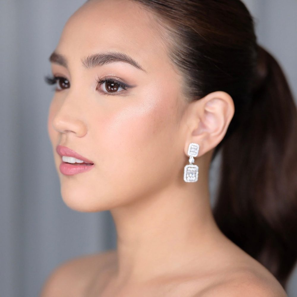 «Kenzie» σκουλαρίκια μεσαίου μεγέθους, επιπλατινωμένα με γνήσια ζιργκόν! - Image 3