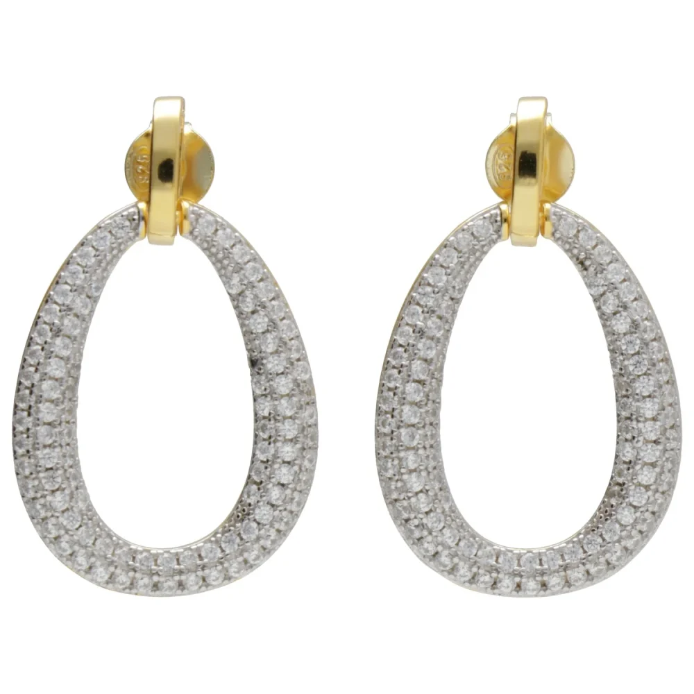 «Or Ovale» δίχρωμα εντυπωσιακά σκουλαρίκια, για διαχρονική κομψότητα! Ασήμι •925 με ζιργκόν!