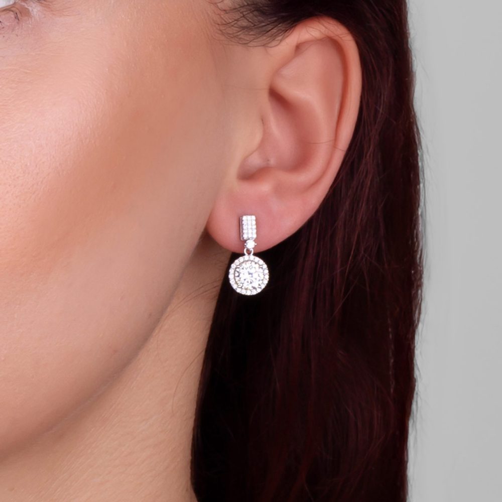 Σκουλαρίκια «Moissanite Elegance» από λευκόχρυσο 18 καρατίων με επιμετάλλωση από ασήμι!