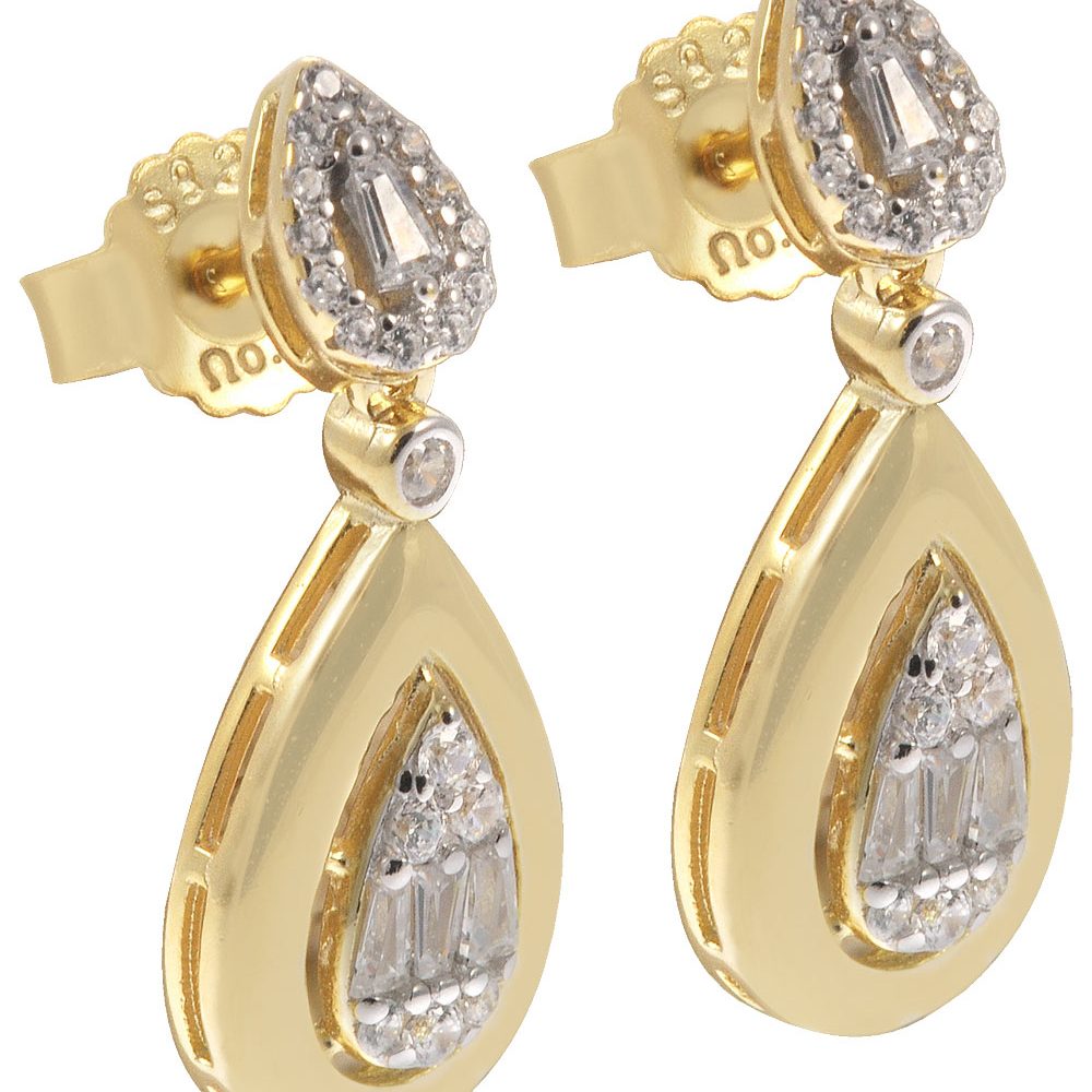 «Siren» δίχρωμα σκουλαρίκια έρωτας! Από επιχρυσωμένο ασήμι 925° με κομψό σχέδιο σε σχήμα δάκρυ! - Image 2