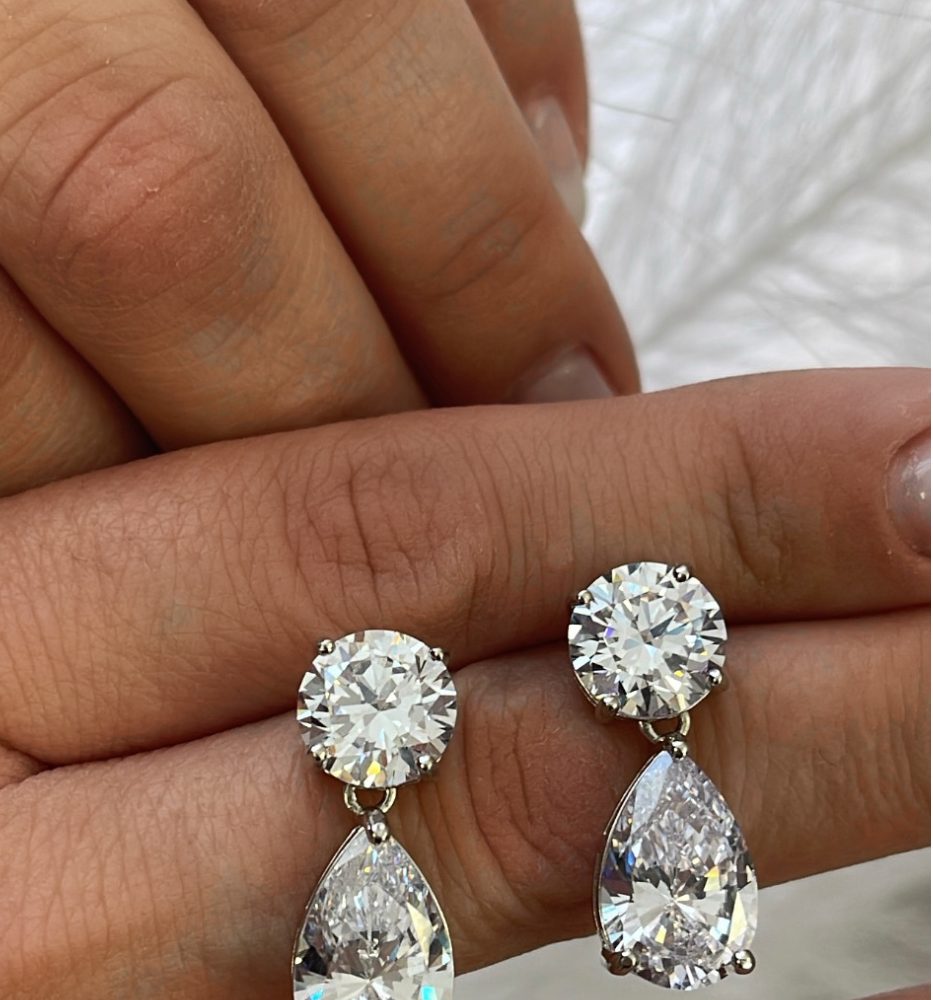 «Imperial drop» υπέρλαμπρα σκουλαρίκια από ασήμι •925 με ζιργκόν καθαρότητας 4Α !