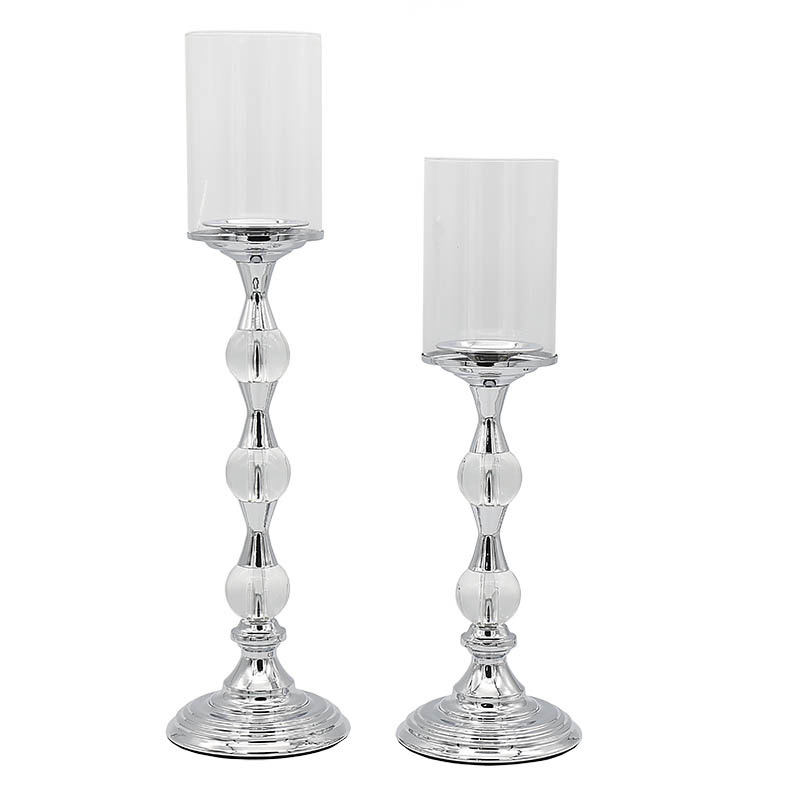 Λαμπάδες γάμου κηροπήγιο σε ασημί χρώμα με γυαλί!